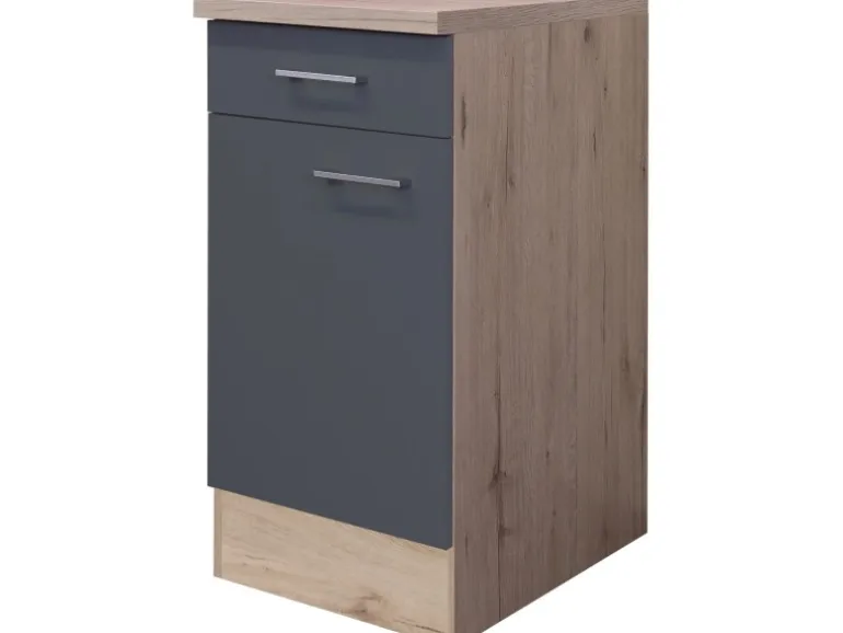 Flex-Well Exclusiv Küchen-Unterschrank Morena 40cm Basaltgrau-San Remo Eiche
