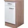 Flex-Well Exclusiv Küchen-Unterschrank Valero 40 cm Hochglanz Weiß-Sonoma Eiche