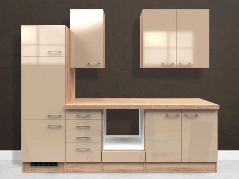 Flex-Well Exclusiv Küchenzeile Orlando 270 cm ohne E-Geräte Kaschmir Glanz