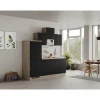 Flex-Well Exclusiv Küchenzeile Capri 210 cm Schwarz Matt-Endgrain Oak