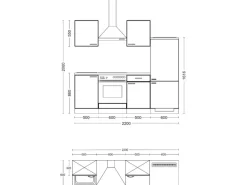 Flex-Well Exclusiv Küchenzeile Valero 220 cm Hochglanz Weiß - Sonoma Eiche