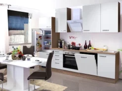 Flex-Well Exclusiv Küchenzeile Valero 280 cm Hochglanz Weiß-Sonoma Eiche