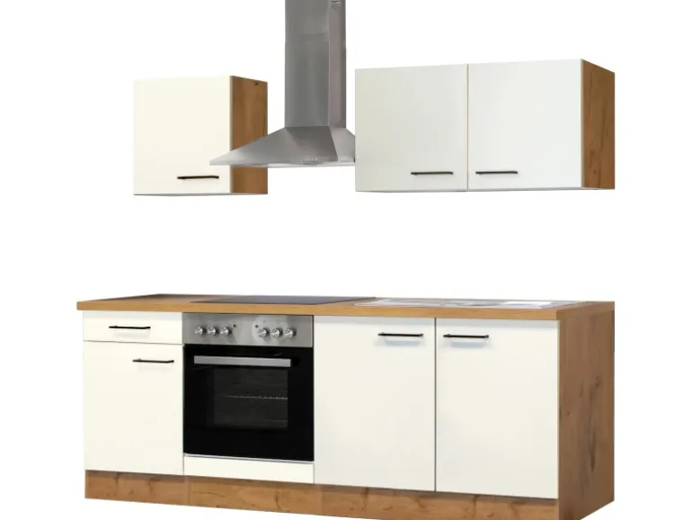 Flex-Well Exclusiv Küchenzeile Vintea 210 cm Magnolia - Lancelot Oak