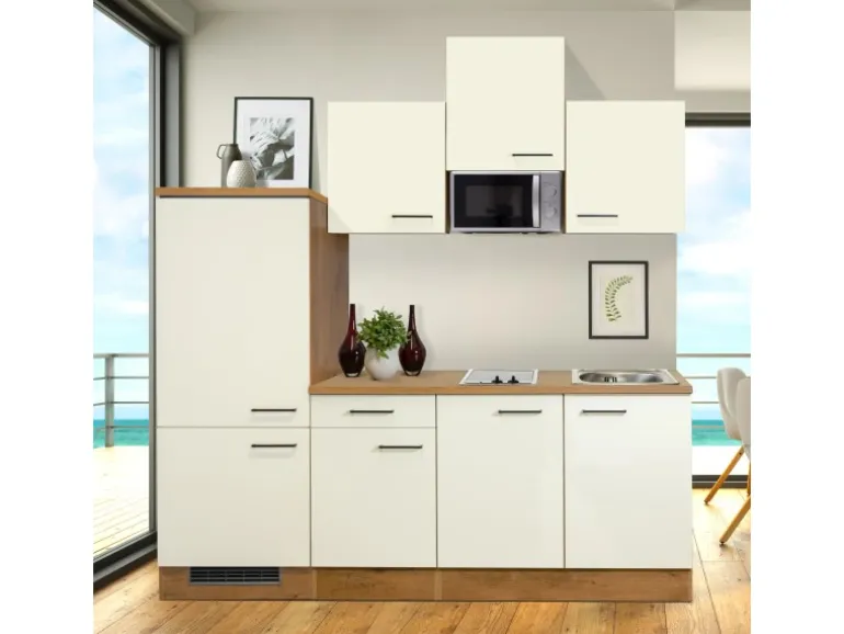 Flex-Well Exclusiv Küchenzeile Vintea 210 cm Magnolia-Lancelot Oak