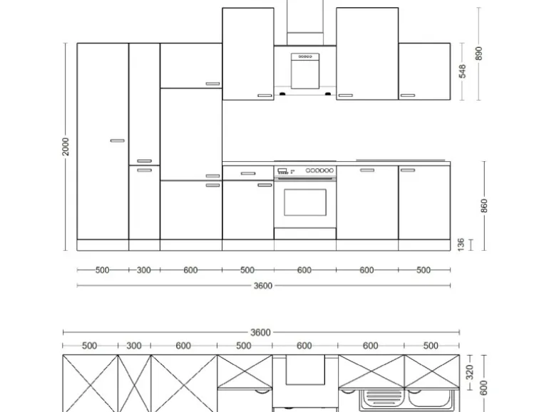 Flex-Well Exclusiv Küchenzeile Valero 360 cm Hochglanz Weiß - Sonoma Eiche