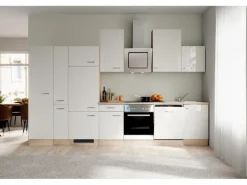 Flex-Well Exclusiv Küchenzeile Valero 360 cm Hochglanz Weiß - Sonoma Eiche