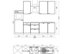 Flex-Well Exclusiv Küchenzeile Valero 280 cm Hochglanz Weiß - Sonoma Eiche