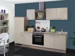 Flex-Well Exclusiv Küchenzeile Orlando 270 cm Kaschmir Glanz-Sonoma Eiche