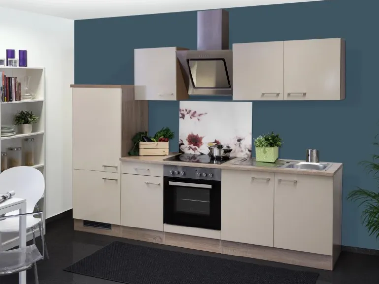 Flex-Well Exclusiv Küchenzeile Orlando 270 cm Kaschmir Glanz-Sonoma Eiche