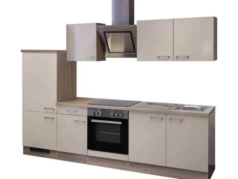 Flex-Well Exclusiv Küchenzeile Orlando 270 cm Kaschmir Glanz-Sonoma Eiche