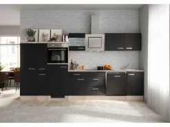 Flex-Well Exclusiv Küchenzeile Lara 360 cm Anthrazit - San Remo Eiche