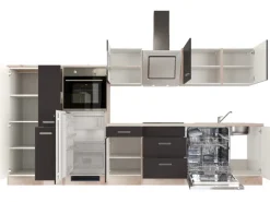Flex-Well Exclusiv Küchenzeile Lara 360 cm Anthrazit - San Remo Eiche