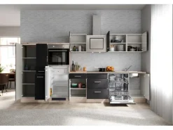 Flex-Well Exclusiv Küchenzeile Lara 360 cm Anthrazit - San Remo Eiche
