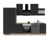 Flex-Well Exclusiv Küchenzeile Capri 310 cm Schwarz Matt-Endgrain Oak