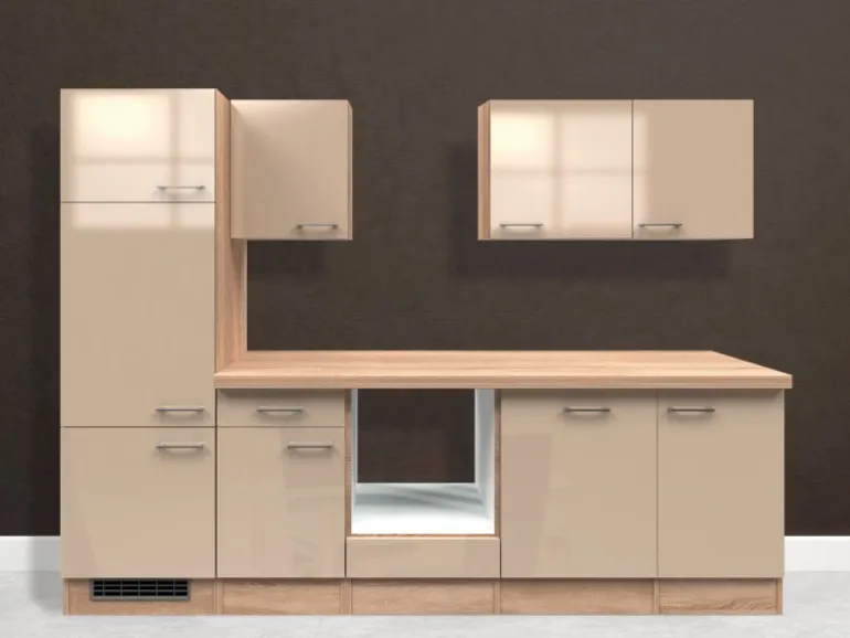 Flex-Well Exclusiv Küchenzeile Orlando 280 cm ohne E-Geräte Kaschmir Glanz