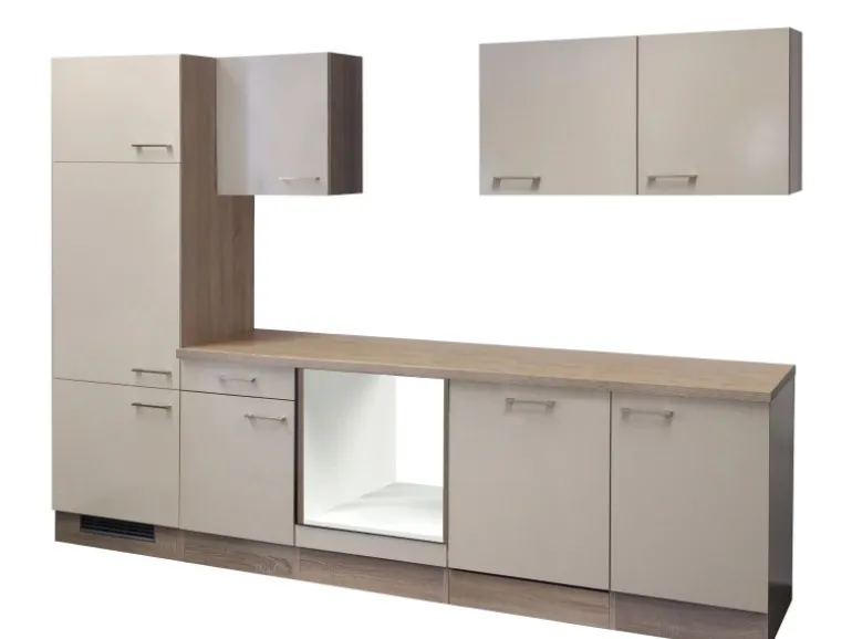 Flex-Well Exclusiv Küchenzeile Orlando 280 cm ohne E-Geräte Kaschmir Glanz