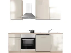 Flex-Well Exclusiv Küchenzeile Orlando 220 cm Kaschmir Glanz - Sonoma Eiche