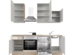 Flex-Well Exclusiv Küchenzeile Orlando 220 cm Kaschmir Glanz - Sonoma Eiche