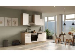 Flex-Well Exclusiv Küchenzeile Orlando 220 cm Kaschmir Glanz - Sonoma Eiche