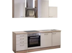 Flex-Well Exclusiv Küchenzeile Orlando 220 cm Kaschmir Glanz-Sonoma Eiche