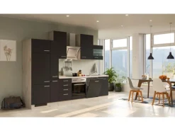 Flex-Well Exclusiv Küchenzeile Lara 310 cm Anthrazit - San Remo Eiche