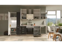 Flex-Well Exclusiv Küchenzeile Lara 310 cm Anthrazit - San Remo Eiche