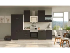 Flex-Well Exclusiv Küchenzeile Lara 310 cm Anthrazit - San Remo Eiche