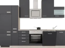 Flex-Well Exclusiv Küchenzeile Lara 310 cm Anthrazit - San Remo Eiche