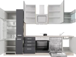 Flex-Well Exclusiv Küchenzeile Lara 310 cm Anthrazit - San Remo Eiche