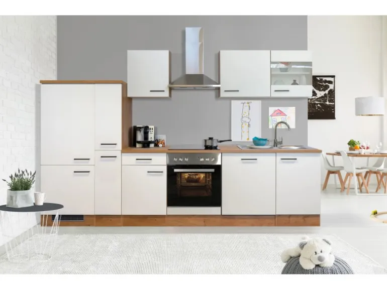 Flex-Well Exclusiv Küchenzeile Vintea 310 cm Magnolia-Lancelot Oak