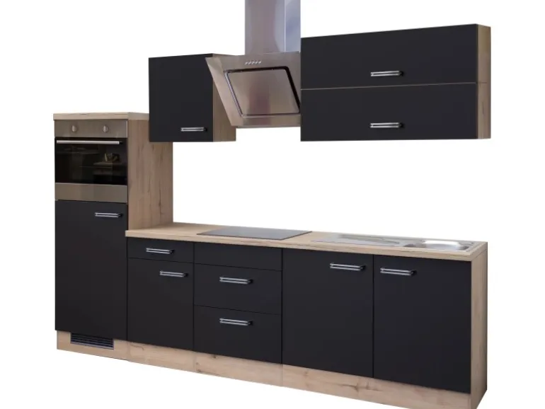 Flex-Well Exclusiv Küchenzeile Lara 270 cm Anthrazit-San Remo Eiche NB