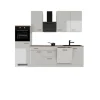 Flex-Well Exclusiv Küchenzeile Lund 280 cm Lichtgrau glänzend-Rauchgrau