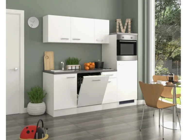 Flex-Well Exclusiv Küchenzeile Joelina 210 cm Weiß matt