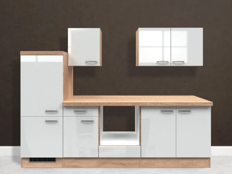 Flex-Well Exclusiv Küchenzeile Valero 270 cm ohne E-Geräte Hochglanz Weiß