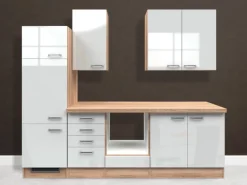 Flex-Well Exclusiv Küchenzeile Valero 270 cm ohne E-Geräte Hochglanz Weiß