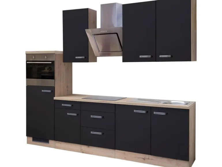 Flex-Well Exclusiv Küchenzeile Lara 270 cm Anthrazit-San Remo Eiche NB