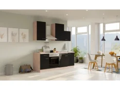Flex-Well Exclusiv Küchenzeile Lara 220 cm Anthrazit - San Remo Eiche
