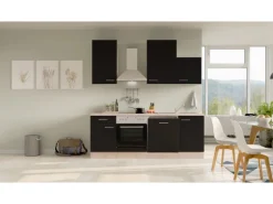 Flex-Well Exclusiv Küchenzeile Lara 220 cm Anthrazit - San Remo Eiche