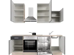 Flex-Well Exclusiv Küchenzeile Lara 220 cm Anthrazit - San Remo Eiche