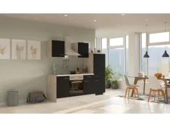 Flex-Well Exclusiv Küchenzeile Lara 220 cm Anthrazit - San Remo Eiche