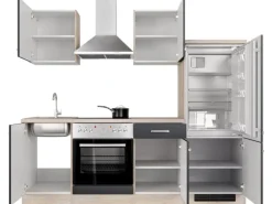 Flex-Well Exclusiv Küchenzeile Lara 220 cm Anthrazit - San Remo Eiche