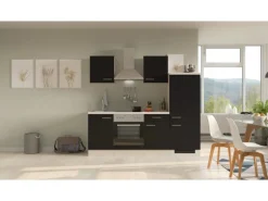 Flex-Well Exclusiv Küchenzeile Lara 220 cm Anthrazit - San Remo Eiche