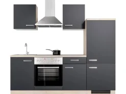 Flex-Well Exclusiv Küchenzeile Lara 220 cm Anthrazit - San Remo Eiche