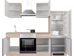 Flex-Well Exclusiv Küchenzeile Focus 220 cm Akazie - Aubergine