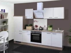 Flex-Well Exclusiv Küchenzeile Valero 270 cm Hochglanz Weiß-Sonoma Eiche