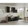 Flex-Well Exclusiv Küchenzeile Capri 220 cm Schwarz Matt-Endgrain Oak
