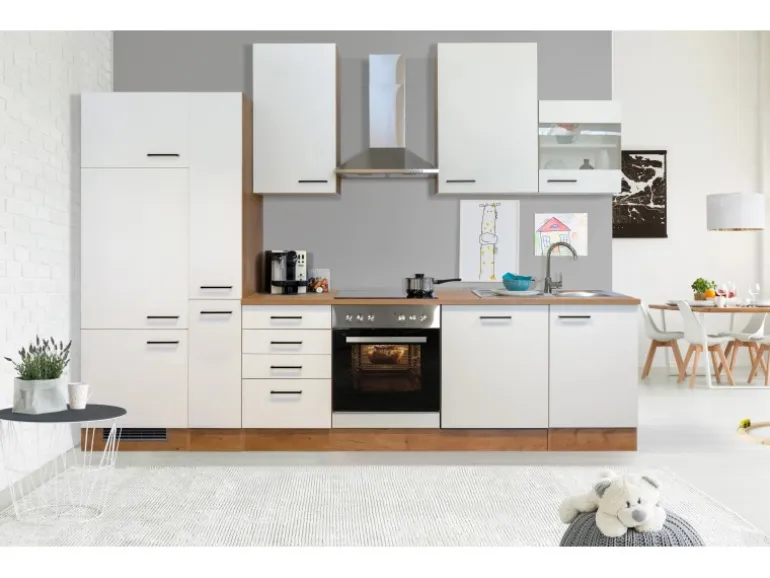 Flex-Well Exclusiv Küchenzeile Vintea 310 cm Magnolia-Lancelot Oak