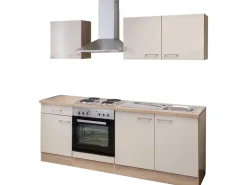 Flex-Well Exclusiv Küchenzeile Orlando 210 cm Kaschmir Glanz-Sonoma Eiche