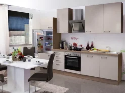 Flex-Well Exclusiv Küchenzeile Orlando 280 cm Kaschmir Glanz-Sonoma Eiche