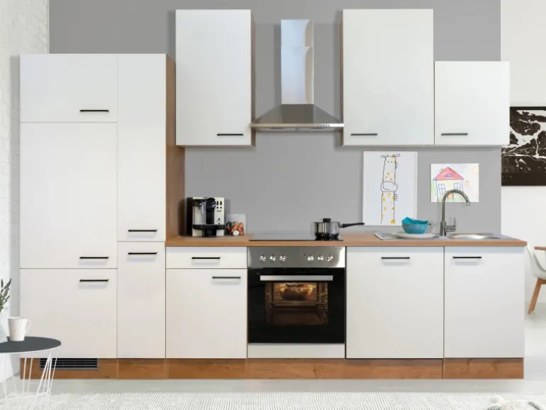 Flex-Well Exclusiv Küchenzeile Vintea 310 cm Magnolia-Lancelot Oak
